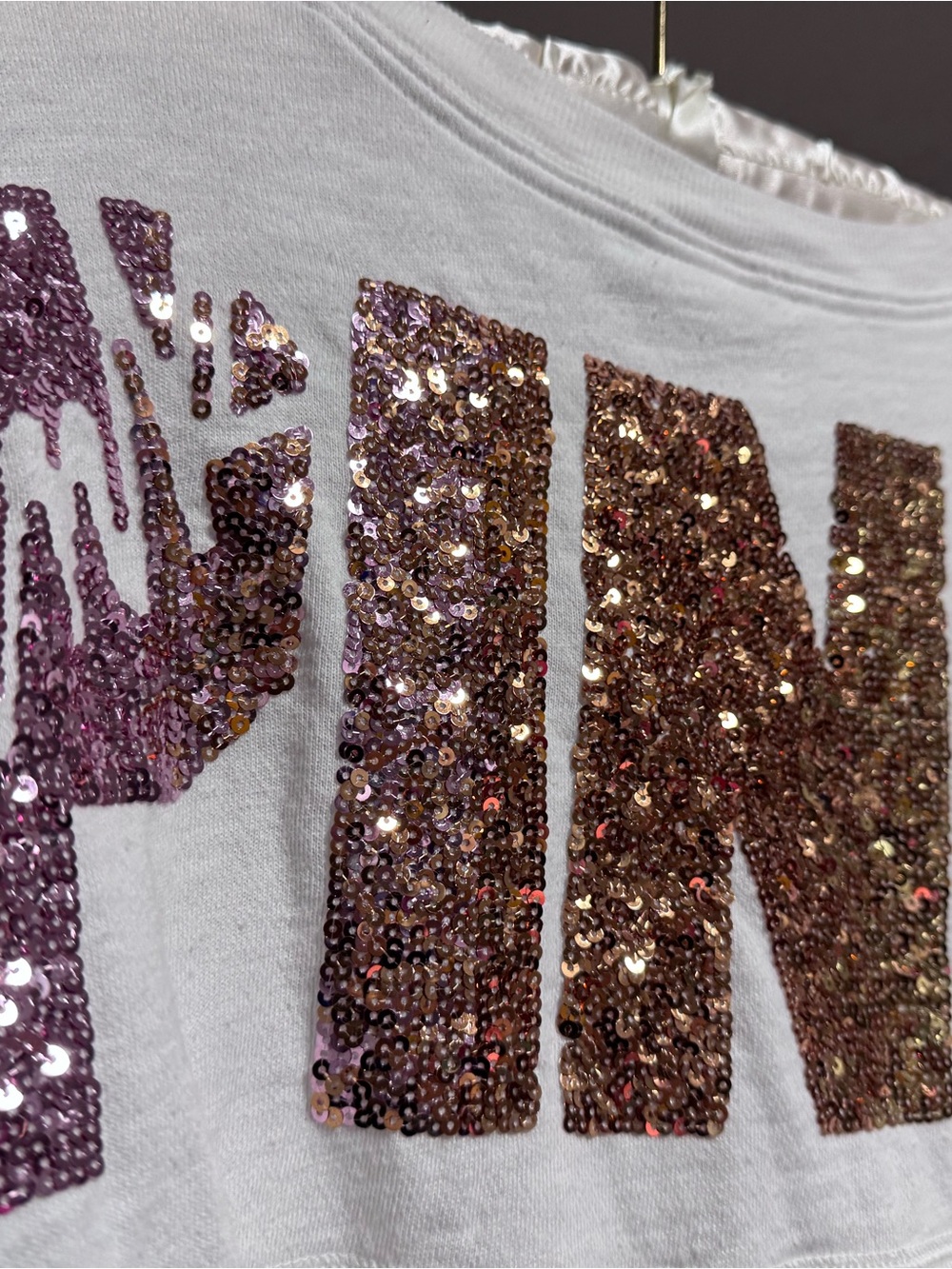 Victoria Secret PINK Sequin Graphic Tee in Rose Gold and Light Purple